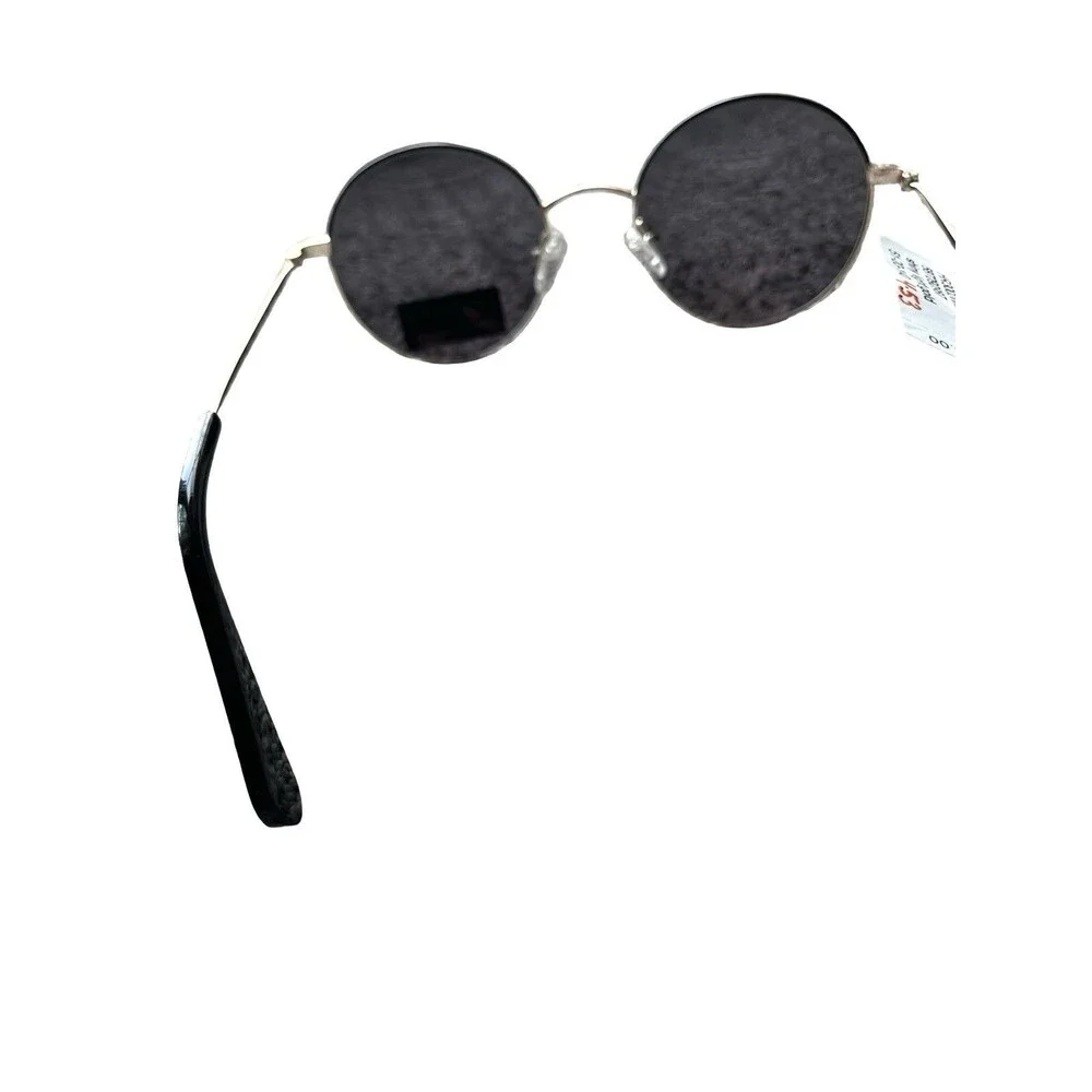 Harper + Roe Round Gold Tone Sunglasses Black Lenses Retro Boho Festival NWT